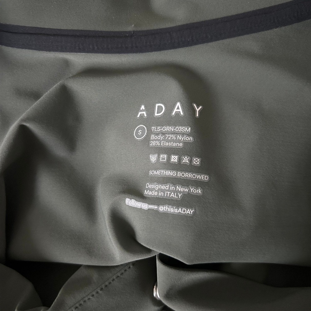 ADAY Something Borrowed Shirt Green-Gray Technical High-Low Long Sleeve Sz Small - Picture 5 of 5